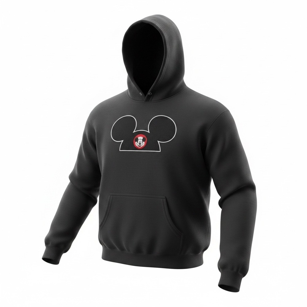 Disney Mickey Mouse Hoodie Black Graphic Sweatshirt Mens Medium M Long Sleeve